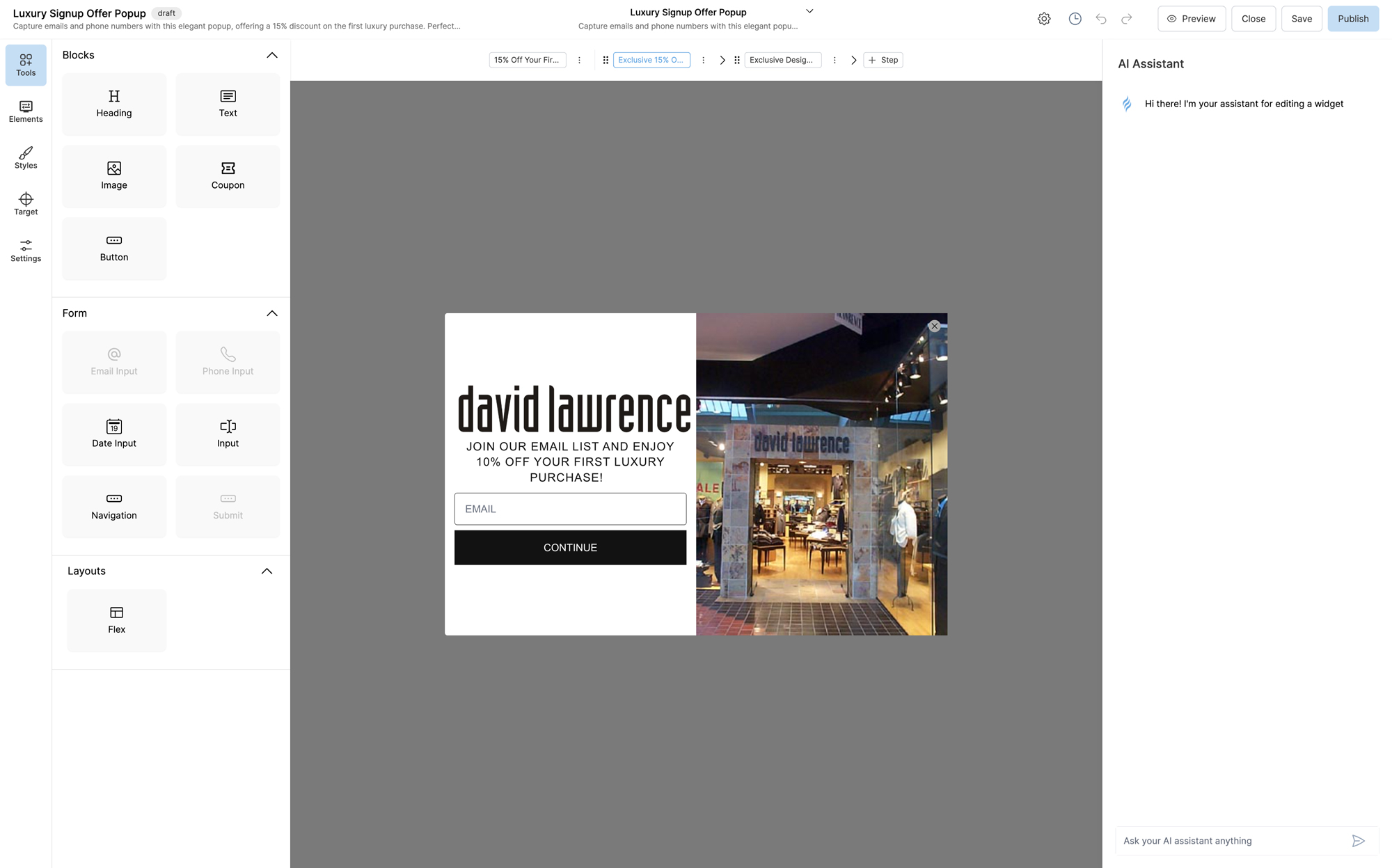 Pop Up Offer Design